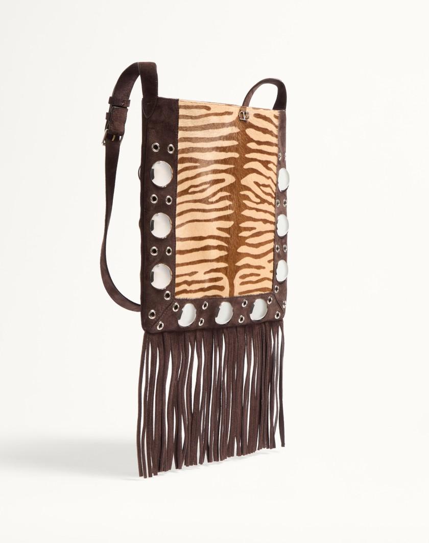 Valentino Handbags Borsa A Spalla Valentino Garavani Nellcôte In Vitello Effetto Pony Animalier Con Frange per Donna in Beige/marrone | Valentino IT Offerte