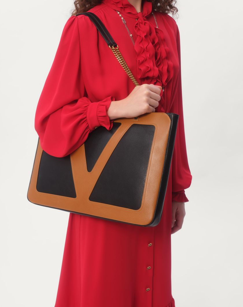 Valentino Handbags Abito Midi In Georgette per Donna in Rosso | Valentino IT Negozio