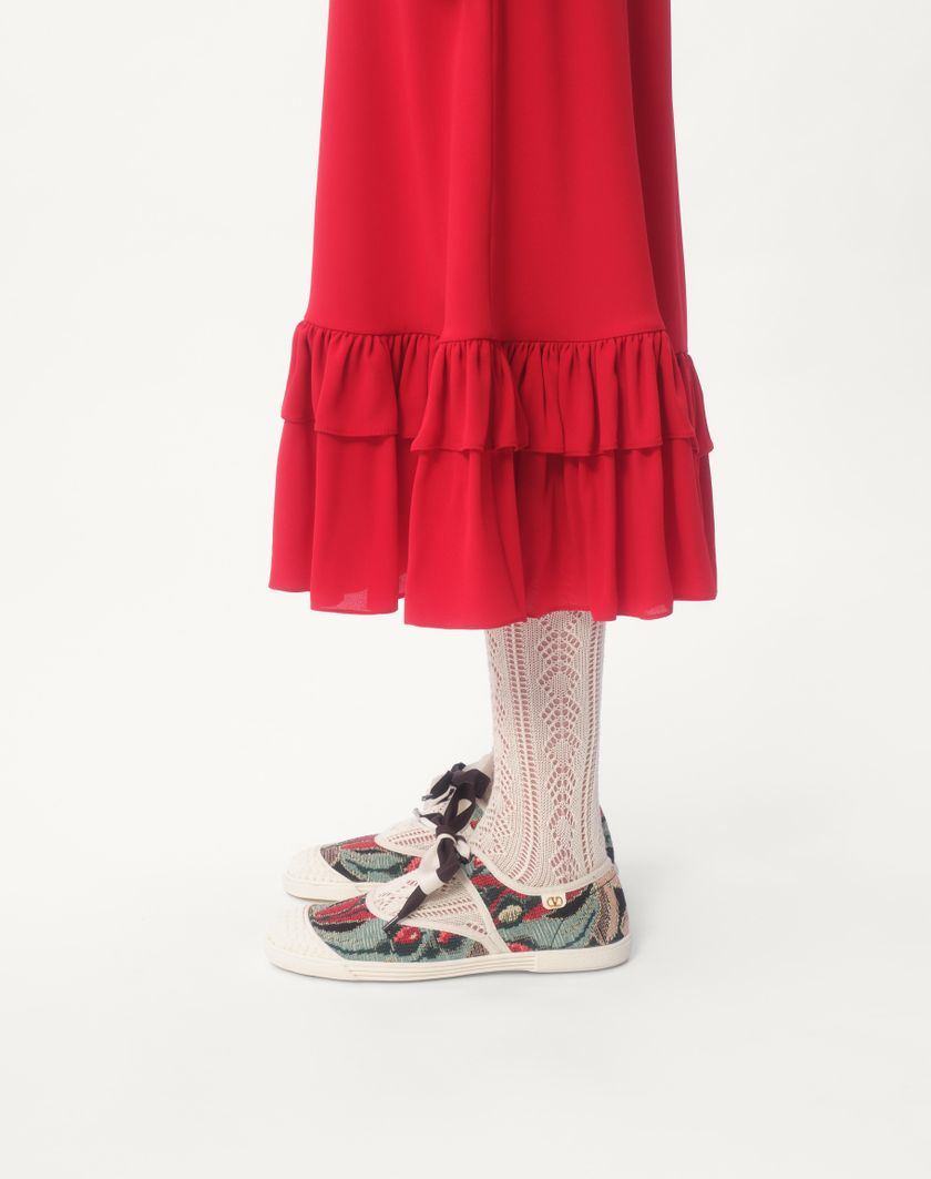 Valentino Handbags Abito Midi In Georgette per Donna in Rosso | Valentino IT Negozio