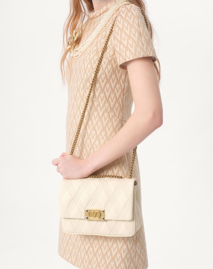 Valentino Handbags Abito Corto In Lurex Jacquard Toute La V per Donna in Avorio/oro | Valentino IT In Linea