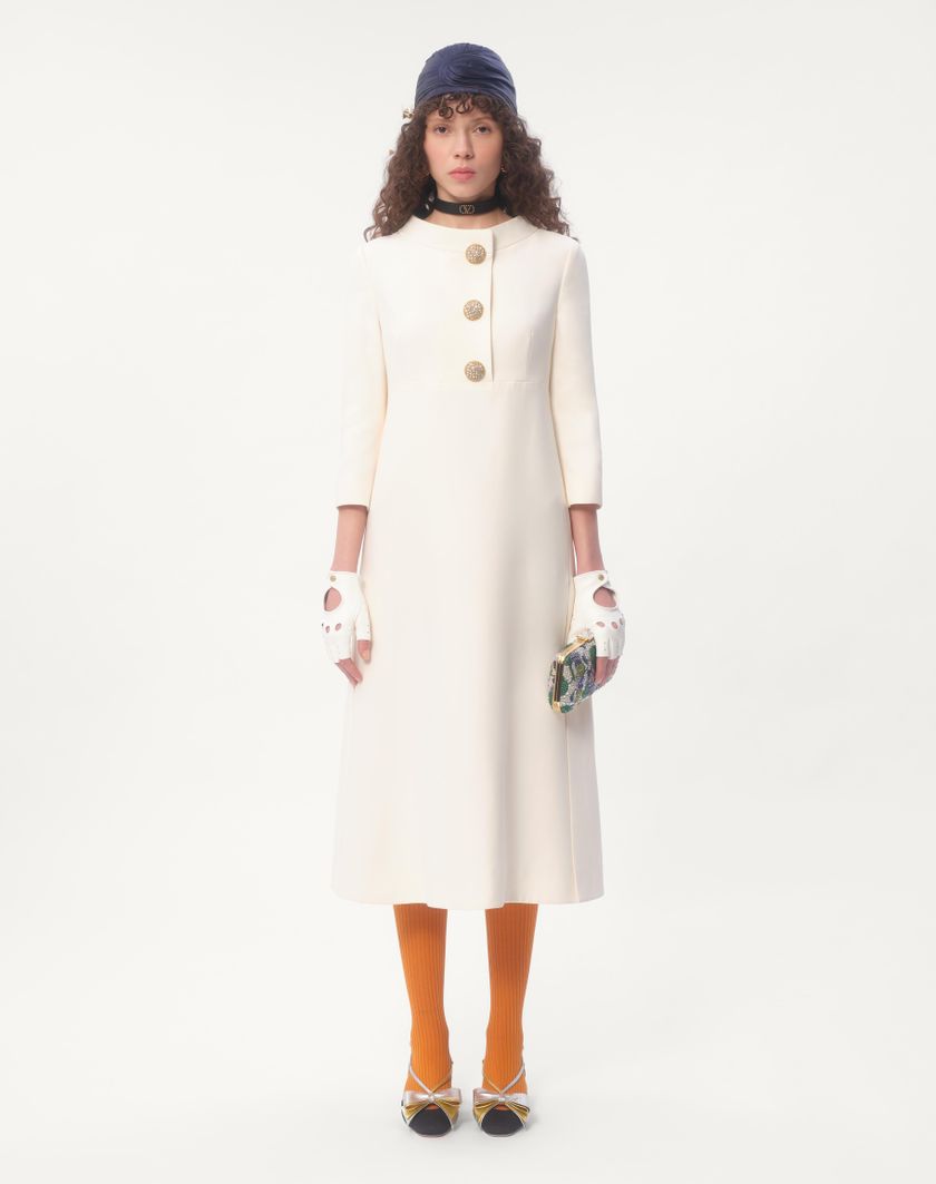 Valentino Handbags Abito Midi In Crepe Couture per Donna in Avorio | Valentino IT Qualità