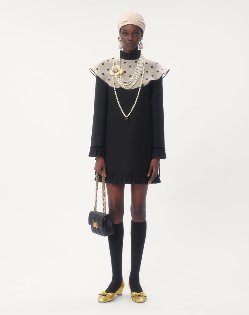 Valentino Handbags Abito Corto In Crepe Couture per Donna in Nero/avorio | Valentino IT Negozi Online