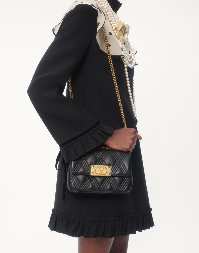 Valentino Handbags Abito Corto In Crepe Couture per Donna in Nero/avorio | Valentino IT Negozi Online
