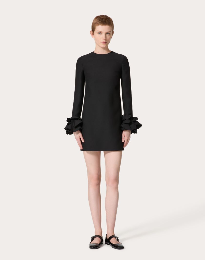 Valentino Handbags Abito Corto In Crepe Couture Ricamato per Donna in Nero | Valentino IT Affare Del Giorno