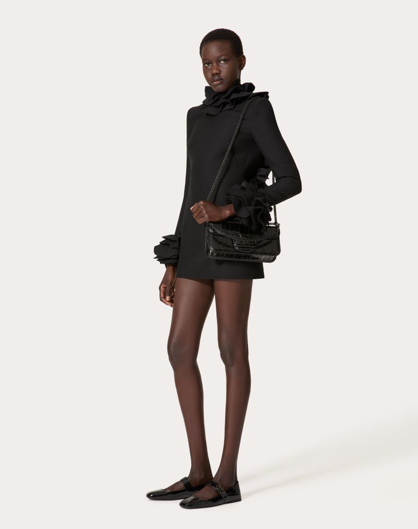 Valentino Handbags Abito Corto In Crepe Couture Ricamato per Donna in Nero | Valentino IT Prezzo Ridotto
