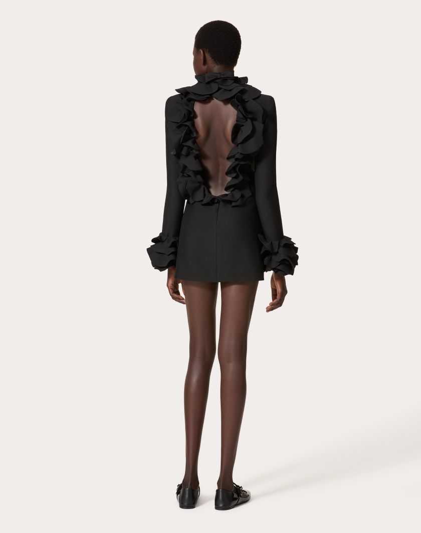 Valentino Handbags Abito Corto In Crepe Couture Ricamato per Donna in Nero | Valentino IT Prezzo Ridotto