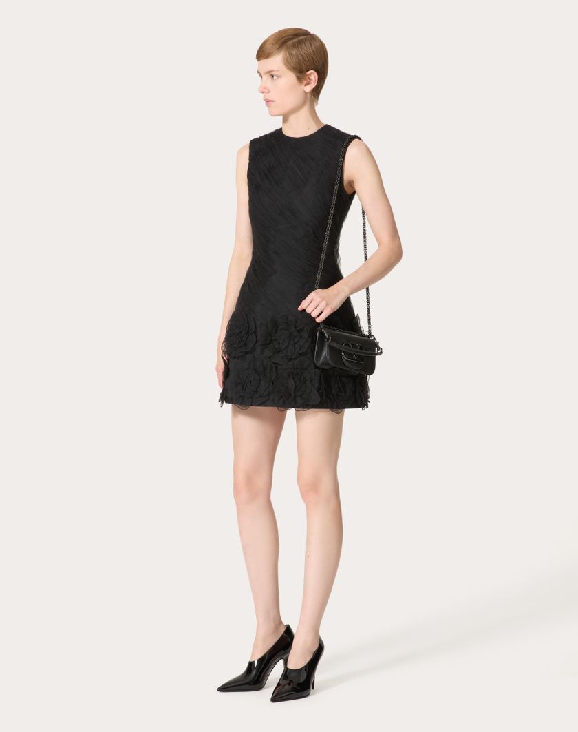 Valentino Handbags Abito Corto In Tulle Illusione Ricamato per Donna in Nero | Valentino IT Convenienza