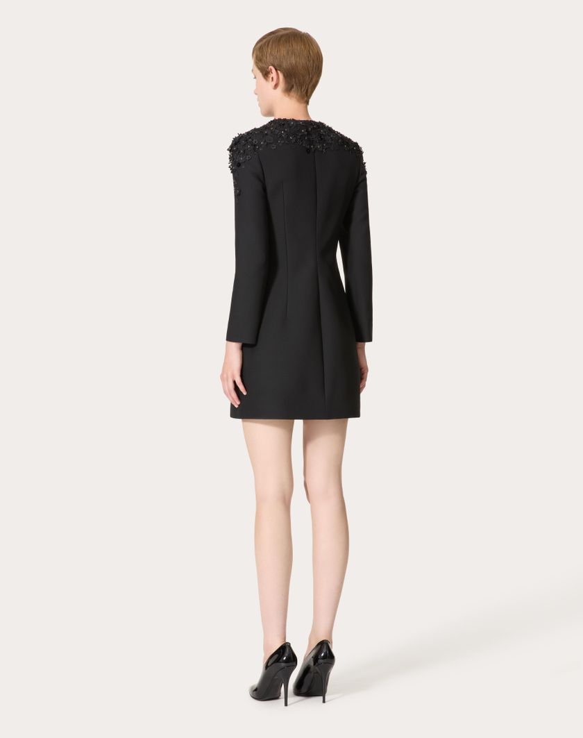 Valentino Handbags Abito Corto In Crepe Couture Ricamato per Donna in Nero | Valentino IT Sconto