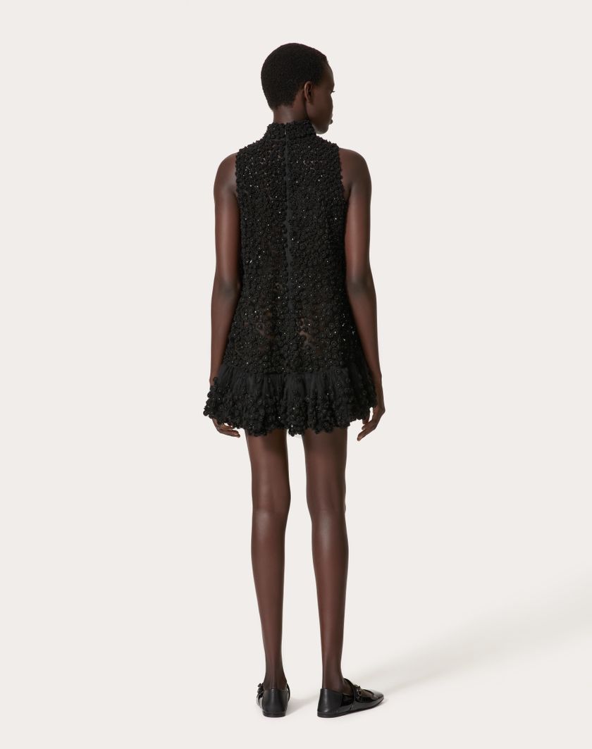 Valentino Handbags Abito Corto In Tulle Illusione Ricamato per Donna in Nero | Valentino IT Offerta