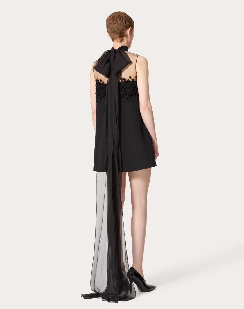 Valentino Handbags Abito Corto In Structured Couture Ricamato per Donna in Nero | Valentino IT Saldi