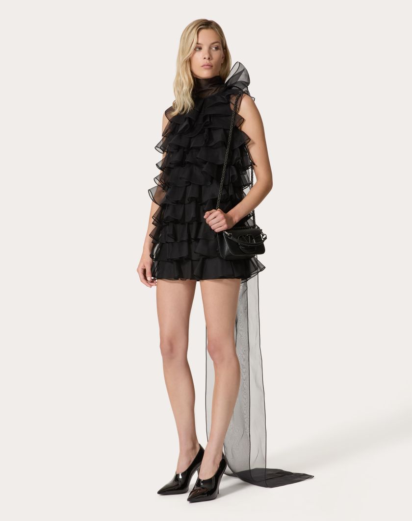Valentino Handbags Abito Corto In Organza per Donna in Nero | Valentino IT Offerte