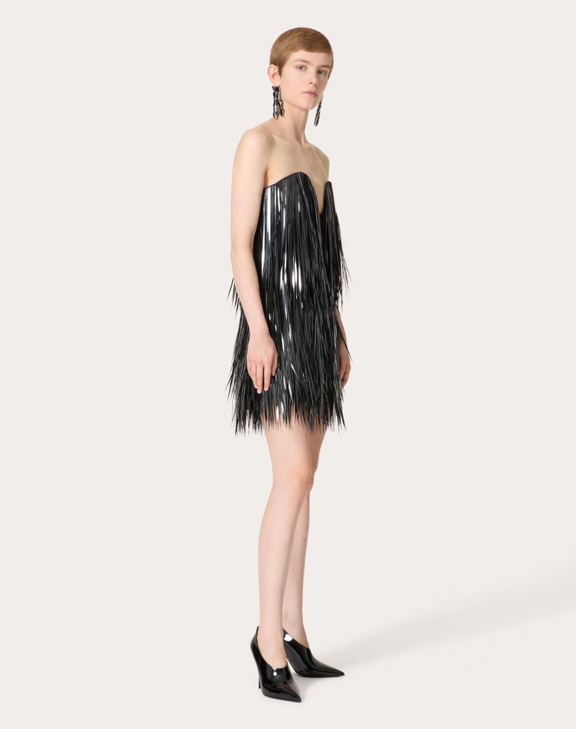 Valentino Handbags Abito Corto In Organza Ricamato per Donna in Nero | Valentino IT Vendita Calda
