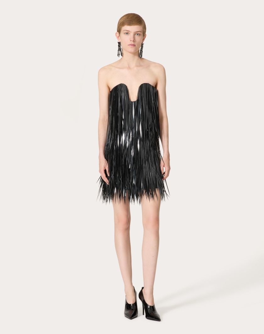 Valentino Handbags Abito Corto In Organza Ricamato per Donna in Nero | Valentino IT Vendita Calda