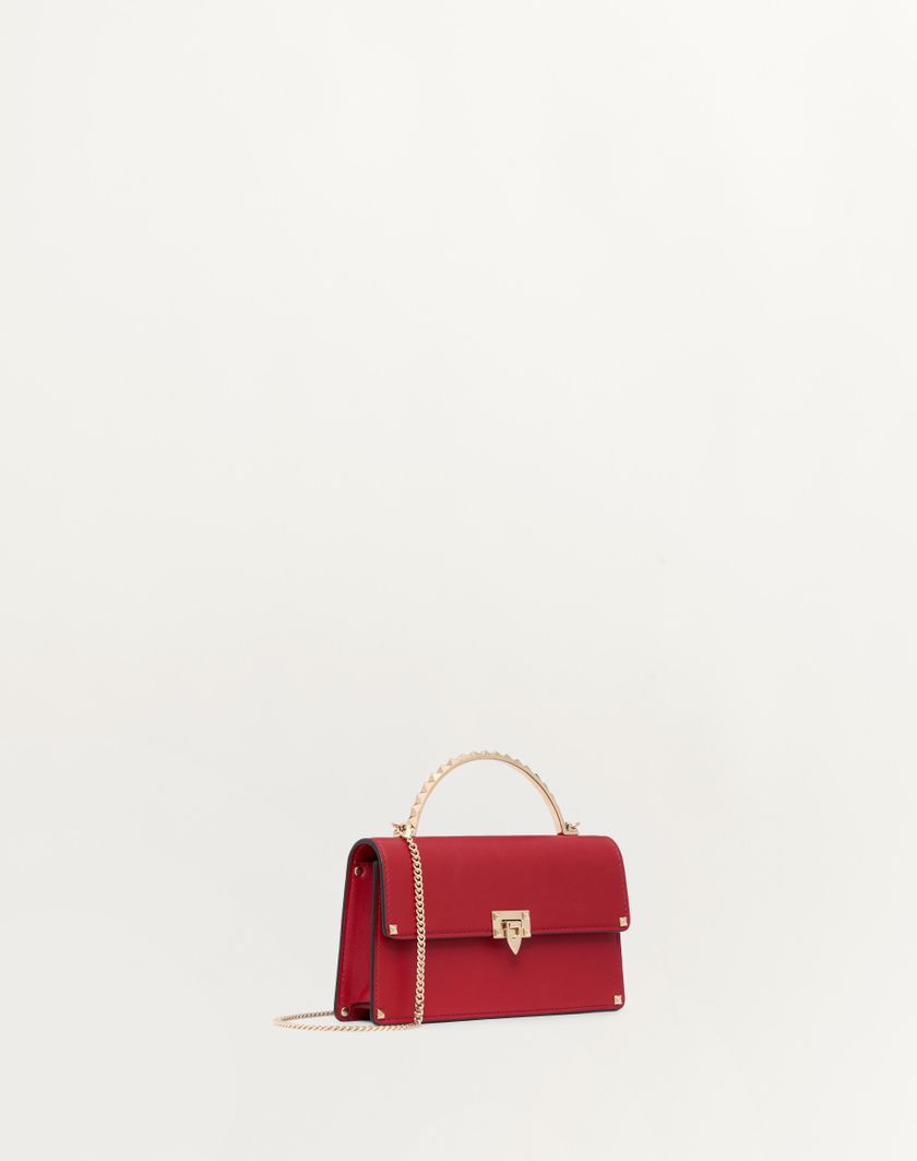 Valentino Handbags Mini Borsa A Mano Rockstud In Vitello per Donna in Rosso V. | Valentino IT Italy