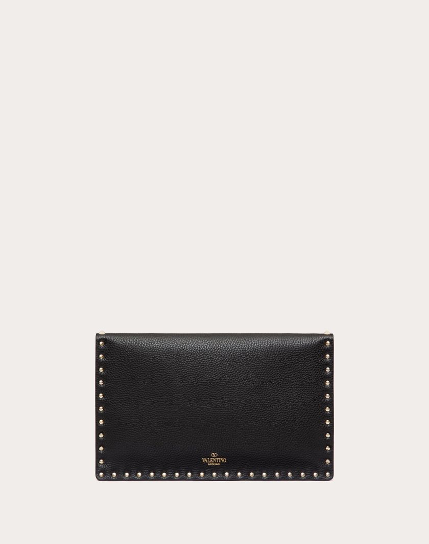 Valentino Handbags Pouch Rockstud In Vitello Granato per Donna in Poudre | Valentino IT Qualità Garantita