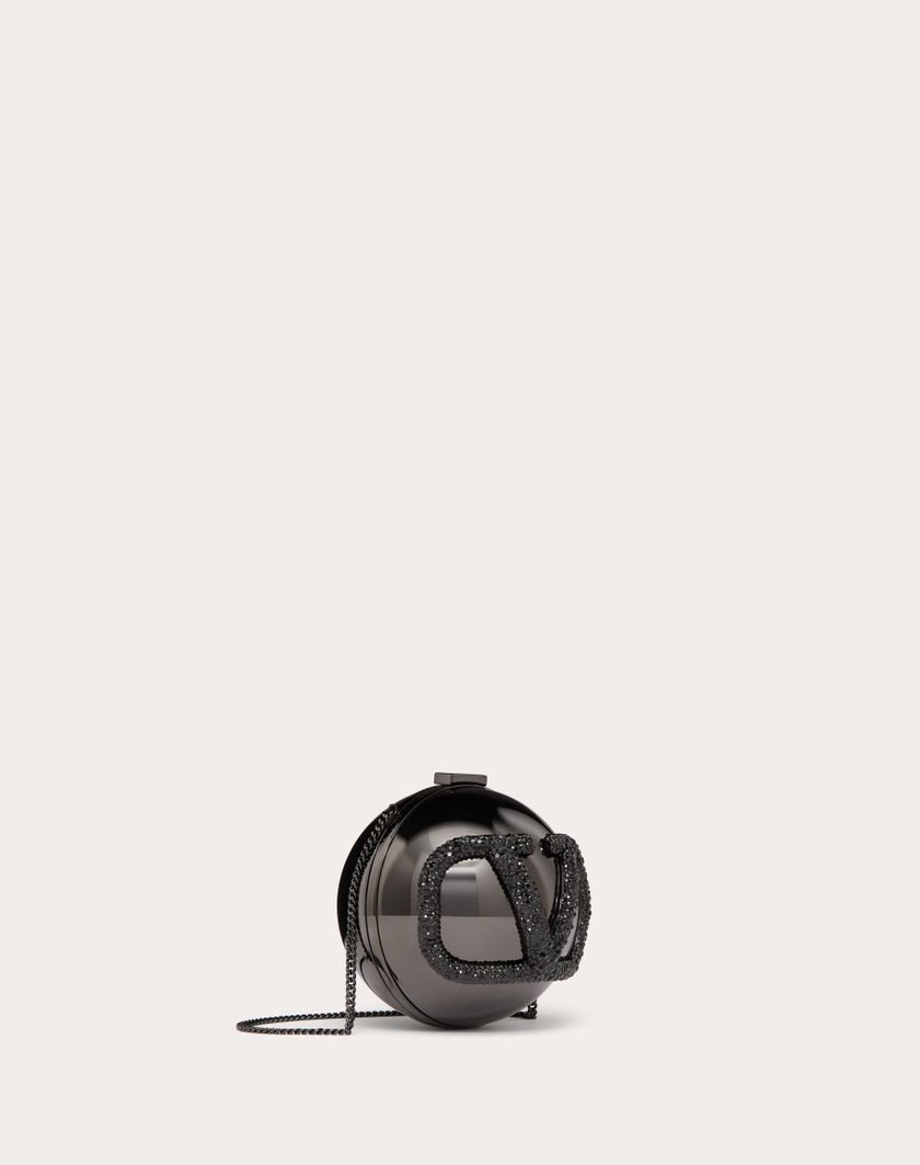 Valentino Handbags Minaudière Vlogo Signature In Metallo E Strass per Donna in Nero | Valentino IT Online