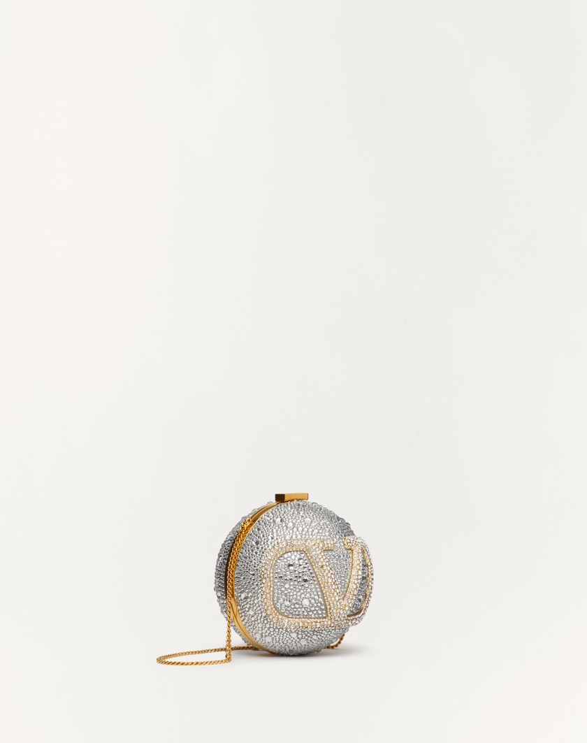 Valentino Handbags Minaudière Vlogo Signature In Metallo E Cristalli Swarovski® per Donna in Crystal | Valentino IT In Vendita