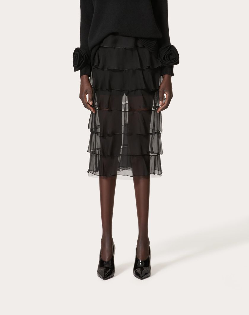 Valentino Handbags Gonna In Chiffon per Donna in Nero | Valentino IT Offerte