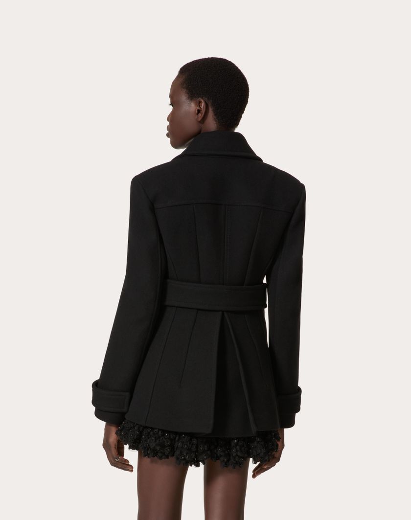Valentino Handbags Caban In Compact Coat per Donna in Nero | Valentino IT Negozio