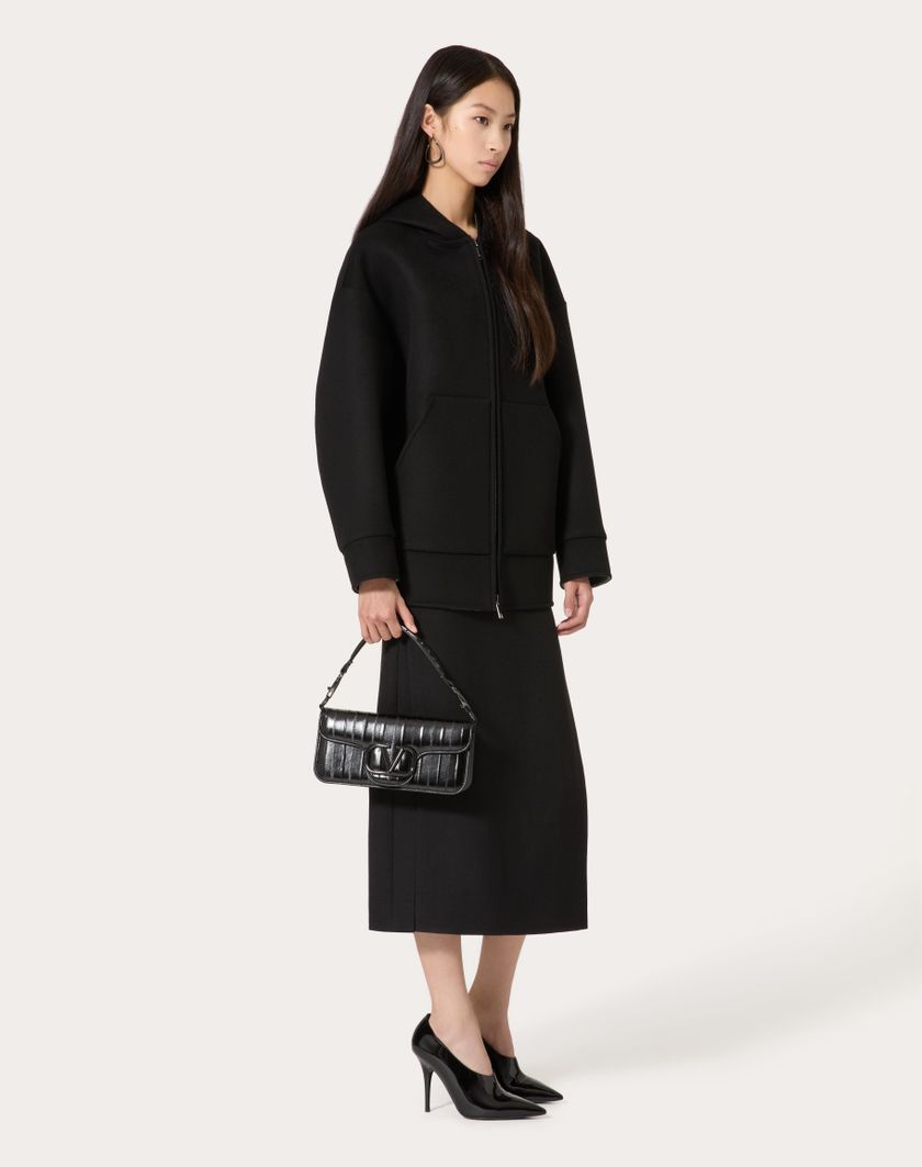 Valentino Handbags Caban In Compact Drap per Donna in Nero | Valentino IT Italia