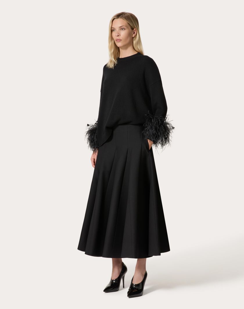 Valentino Handbags Gonna Midi In Crepe Couture per Donna in Nero | Valentino IT Vendita