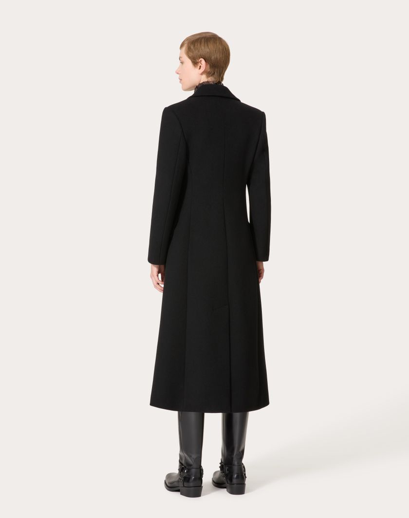 Valentino Handbags Cappotto In Compact Coat per Donna in Nero | Valentino IT Pezzi Unici