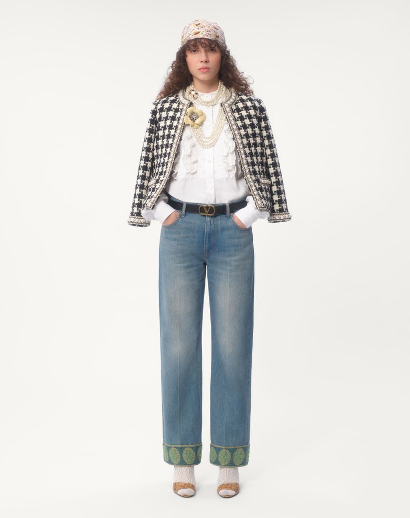 Valentino Handbags Top In Cotone E Lino Ricamato per Donna in Bianco | Valentino IT Negozi Online