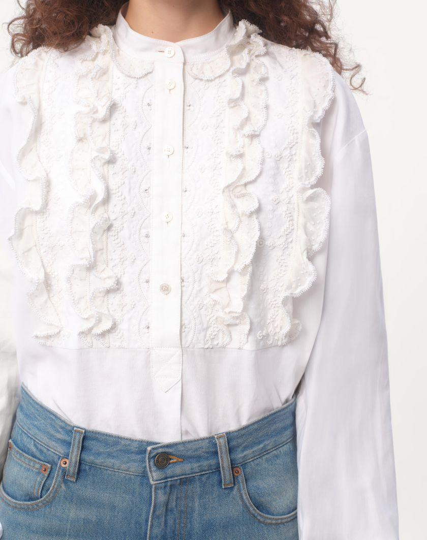 Valentino Handbags Top In Cotone E Lino Ricamato per Donna in Bianco | Valentino IT Negozi Online
