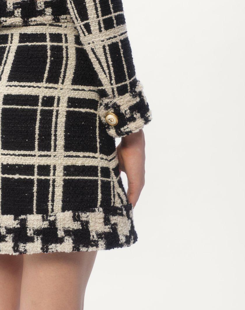 Valentino Handbags Caban In Macro Check Tweed per Donna in Nero/avorio | Valentino IT Consegna Veloce