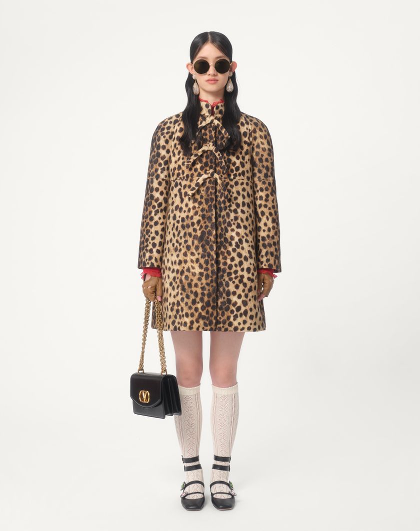 Valentino Handbags Cappotto In Panno Stampato Giaguaro Spots per Donna in Animalier | Valentino IT Affare Del Giorno