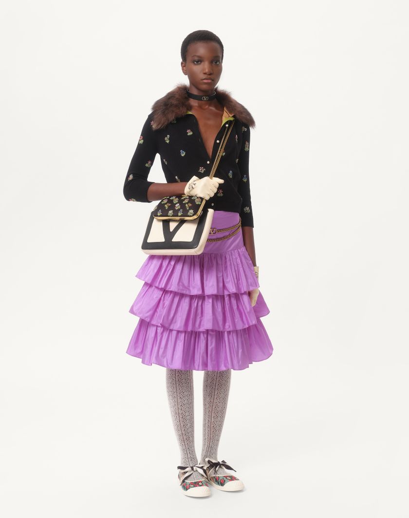 Valentino Handbags Cardigan In Lana Ricamato per Donna in Nero | Valentino IT Prezzo Ridotto