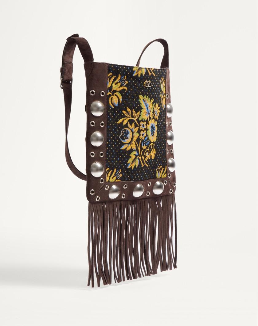 Valentino Handbags Borsa A Spalla Valentino Garavani Nellcôte In Tessuto Jacquard Con Frange per Donna in Multicolor/testa Di Moro | Valentino IT Italy