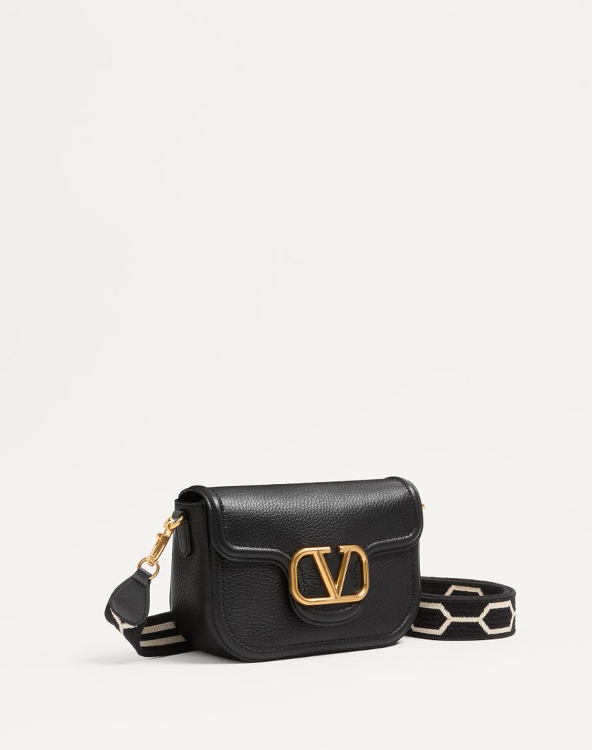 Valentino Handbags Borsa A Spalla Valentino Garavani Alltime In Vitello Granato Con Tracolla Nastro Jacquard per Donna in Nero/bianco | Valentino IT Vendita Calda
