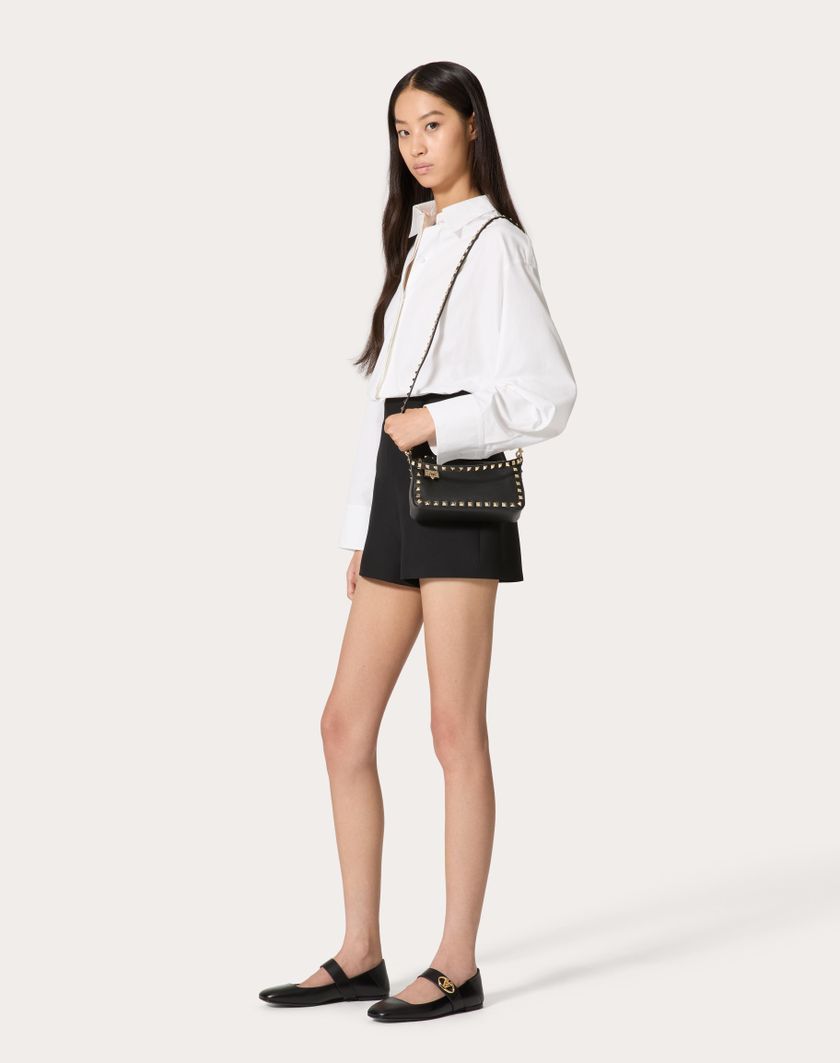 Valentino Handbags Borsa Piccola A Tracolla Rockstud In Vitello Granato per Donna in Nero | Valentino IT Negozio