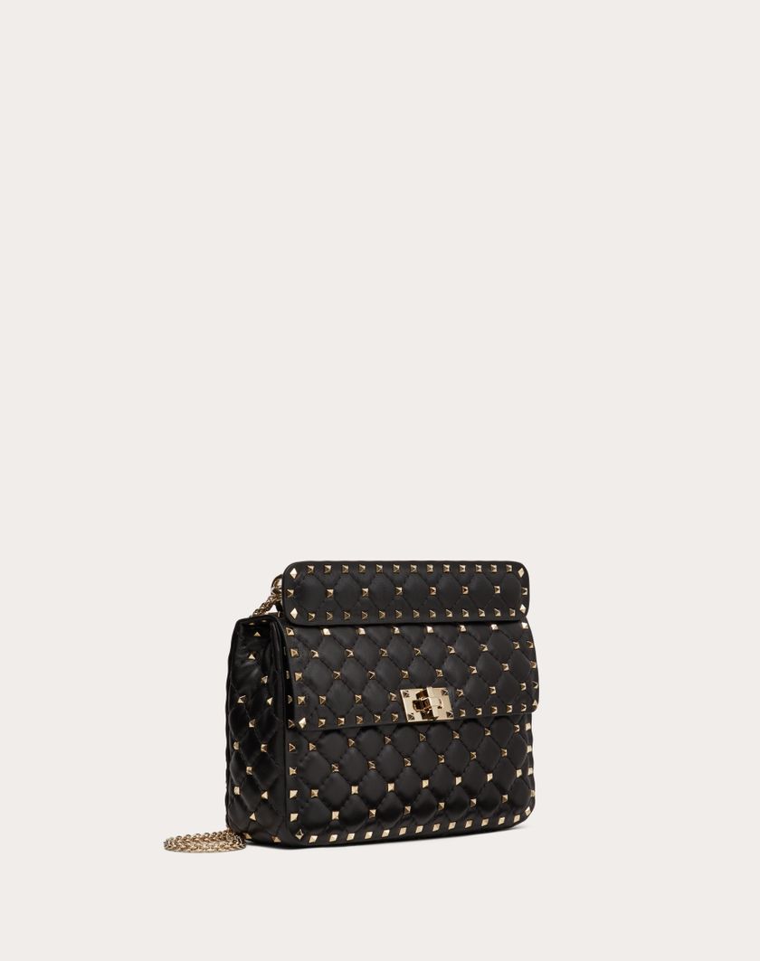 Valentino Handbags Borsa Media Rockstud Spike In Nappa per Donna in Nero | Valentino IT In Linea