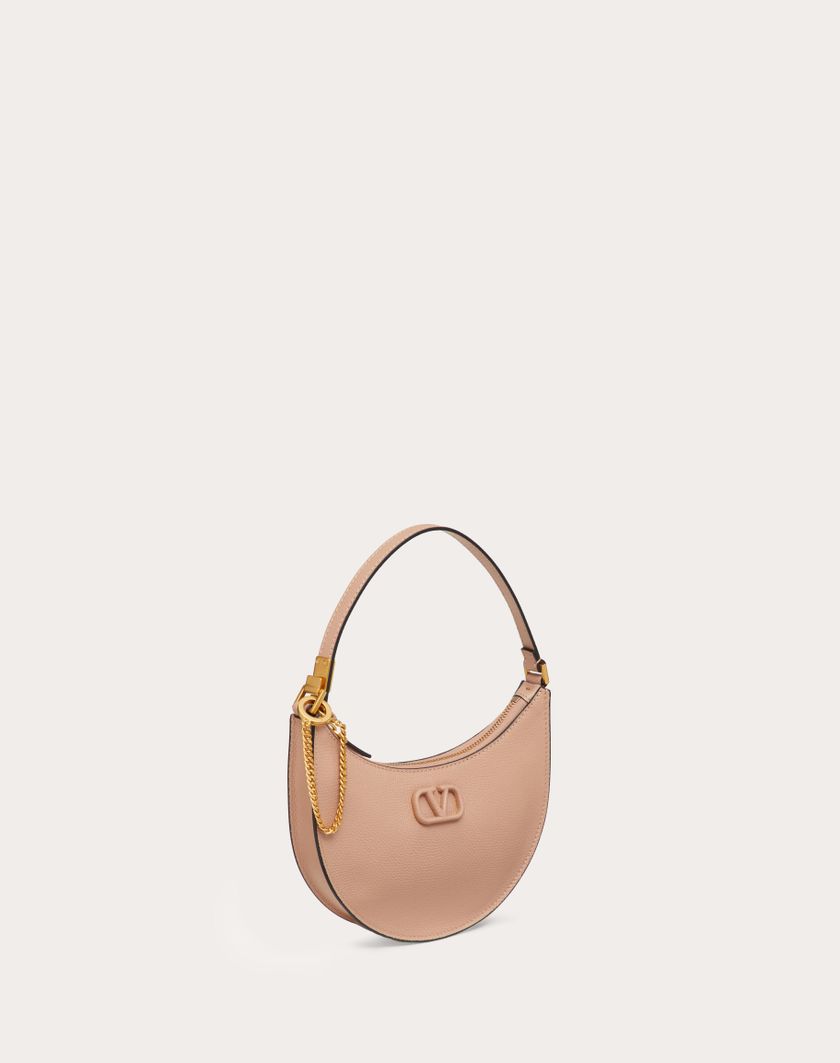Valentino Handbags Mini Hobo Vlogo Signature In Vitello Granato per Donna in Light Ivory | Valentino IT Soddisfazione Garantita