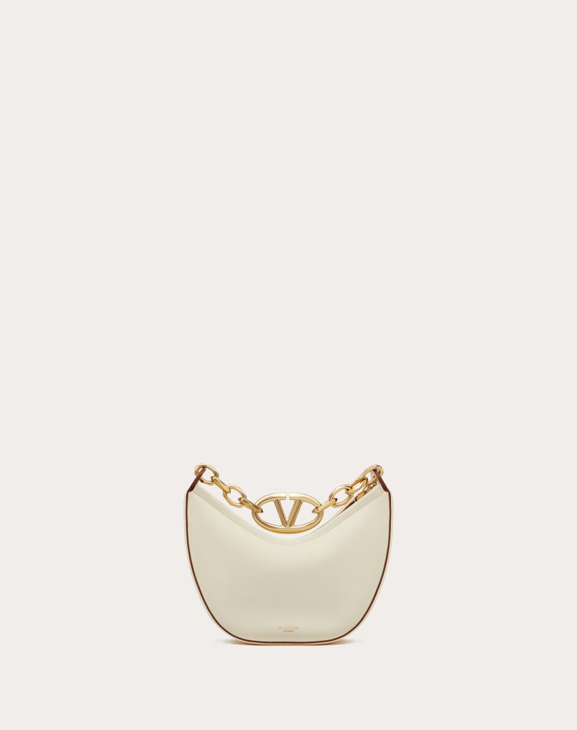 Valentino Handbags Mini Hobo Vlogo Moon Bag In Nappa Con Catena per Donna in Nero | Valentino IT Sottocosto