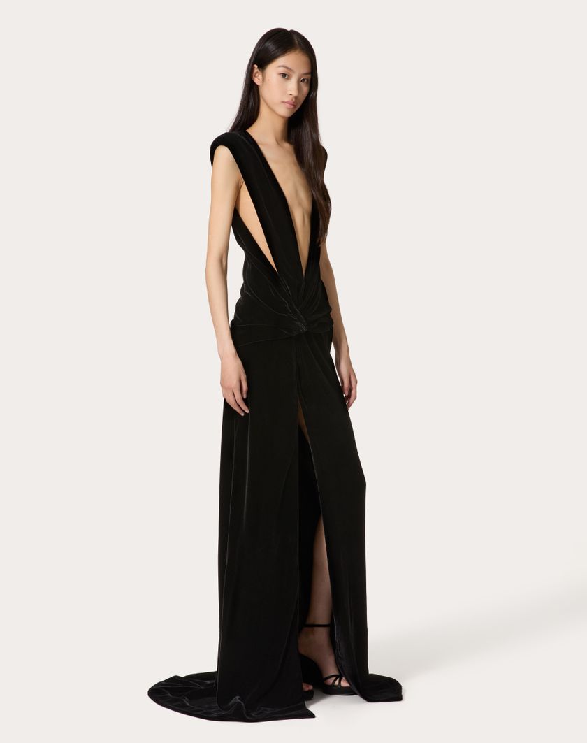 Valentino Handbags Gown In Velluto per Donna in Nero | Valentino IT Sconto