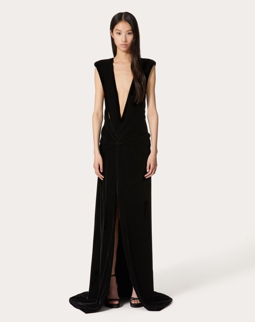 Valentino Handbags Gown In Velluto per Donna in Nero | Valentino IT Sconto