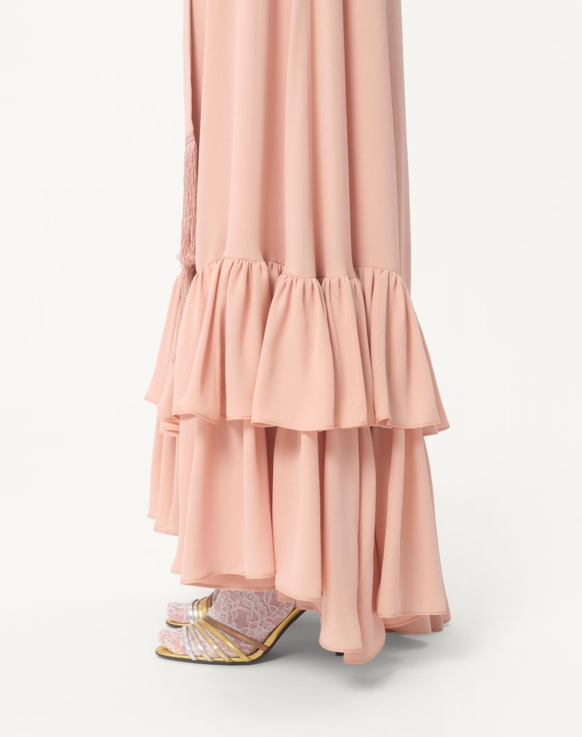 Valentino Handbags Abito Lungo In Georgette Ricamato per Donna in Rose Mist | Valentino IT Online