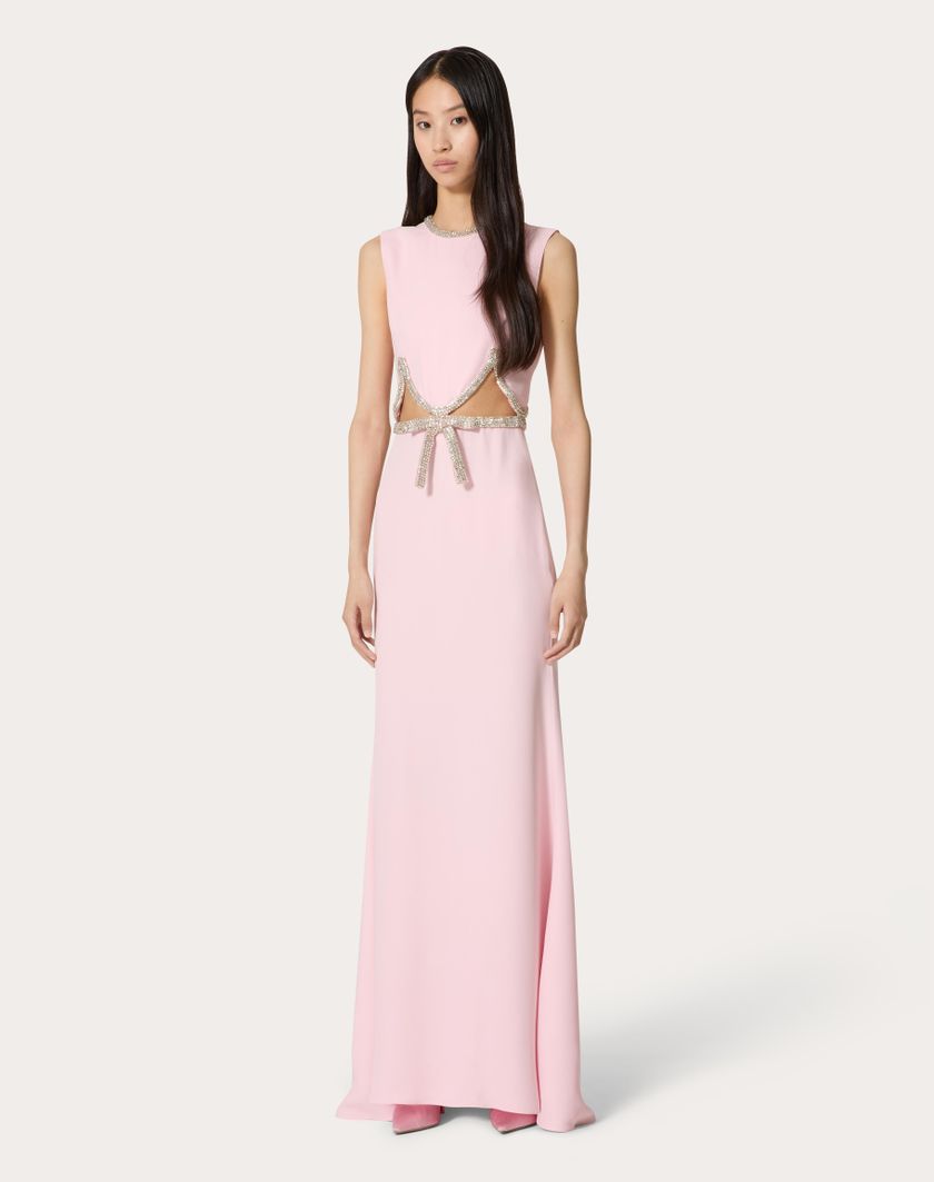 Valentino Handbags Abito Da Sera In Cady Couture Ricamato per Donna in Comfit | Valentino IT In Vendita
