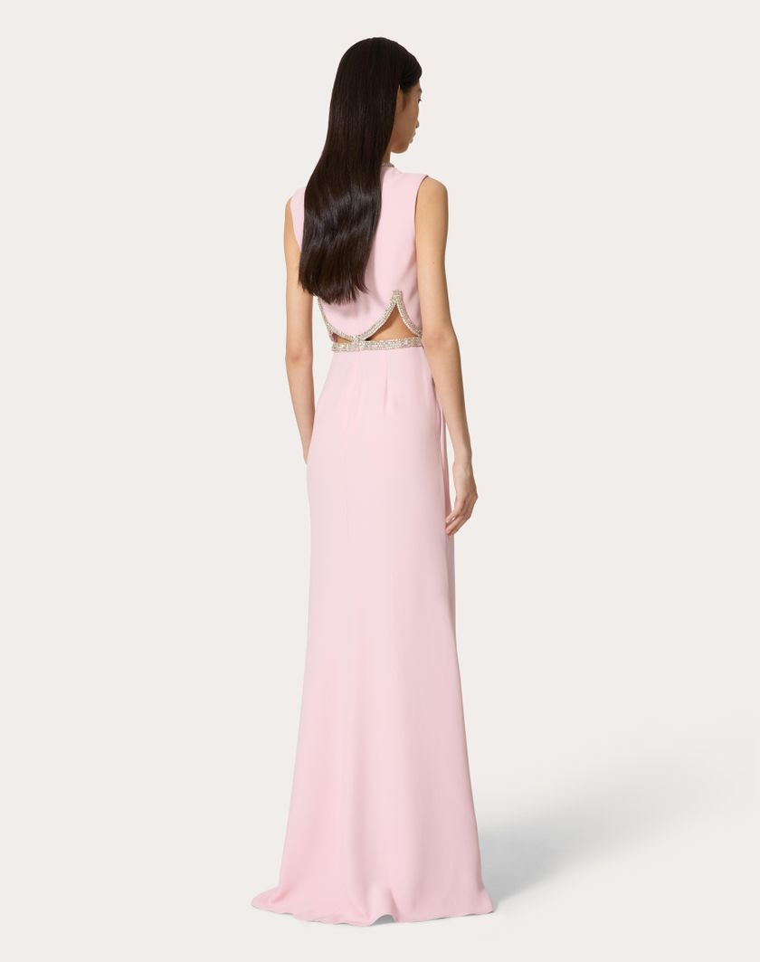 Valentino Handbags Abito Da Sera In Cady Couture Ricamato per Donna in Comfit | Valentino IT In Vendita