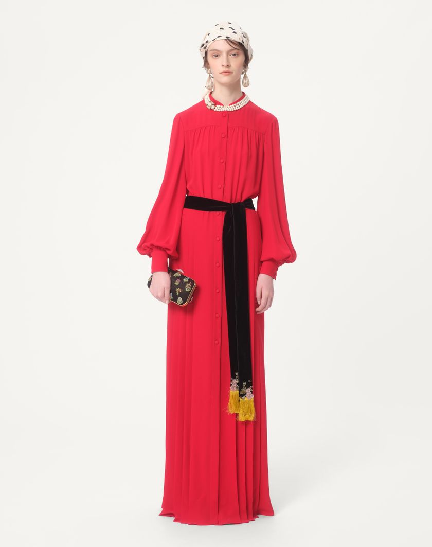 Valentino Handbags Abito Lungo In Georgette per Donna in Rosso | Valentino IT Offerte