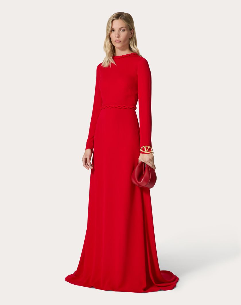 Valentino Handbags Abito Da Sera In Georgette Double per Donna in Rosso | Valentino IT Prezzo di fabbrica