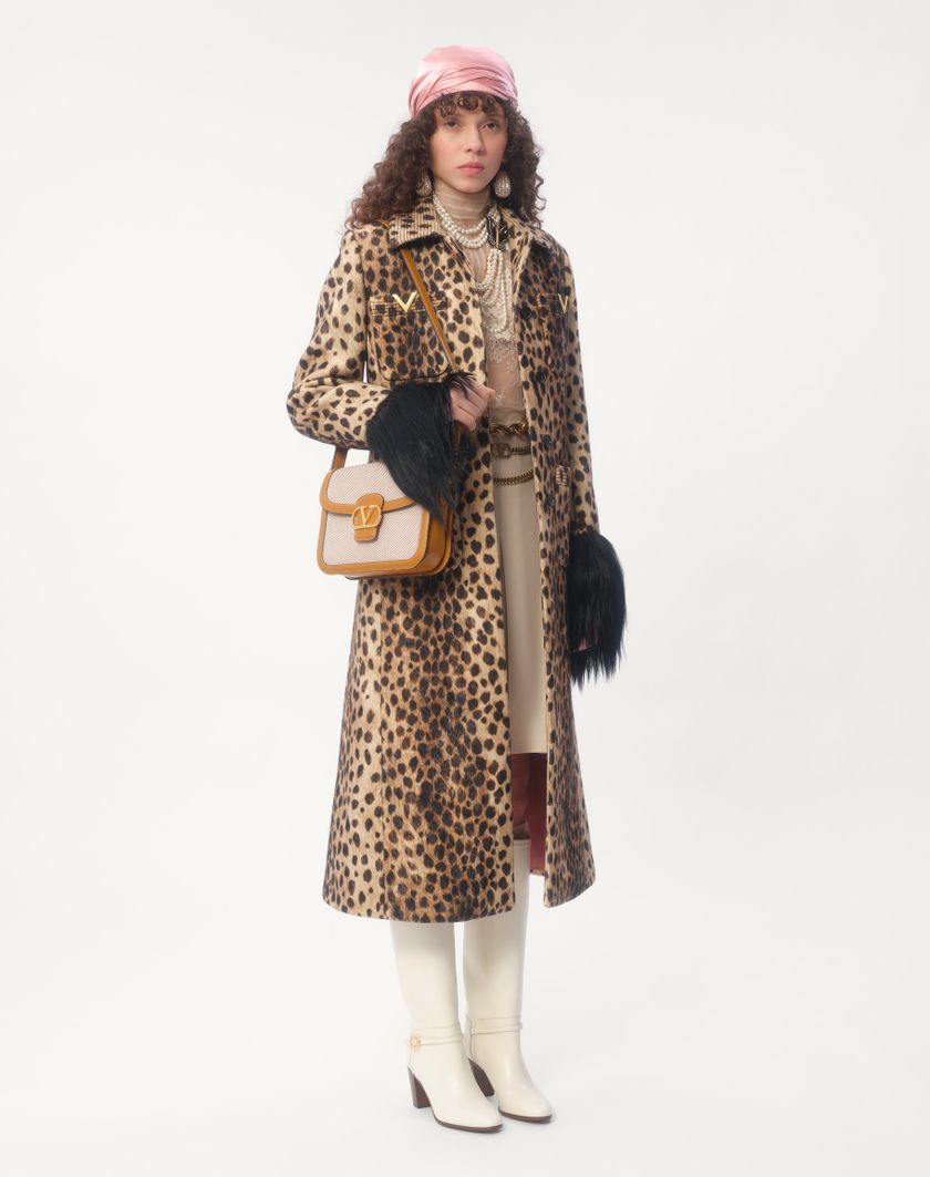 Valentino Handbags Cappotto In Panno Stampato Giaguaro Spots per Donna in Animalier | Valentino IT Negozio