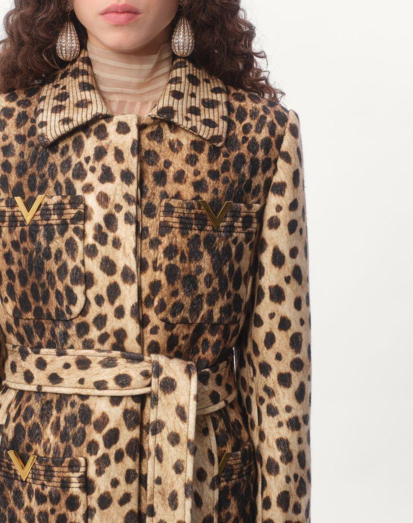 Valentino Handbags Cappotto In Panno Stampato Giaguaro Spots per Donna in Animalier | Valentino IT Negozio