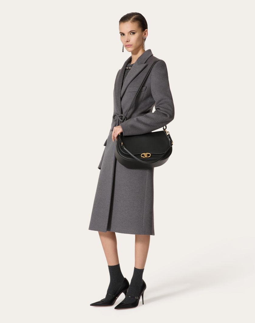 Valentino Handbags Cappotto In Compact Drap per Donna in Grigio Scuro | Valentino IT Italy