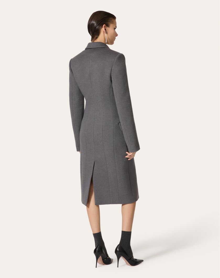 Valentino Handbags Cappotto In Compact Drap per Donna in Grigio Scuro | Valentino IT Italy