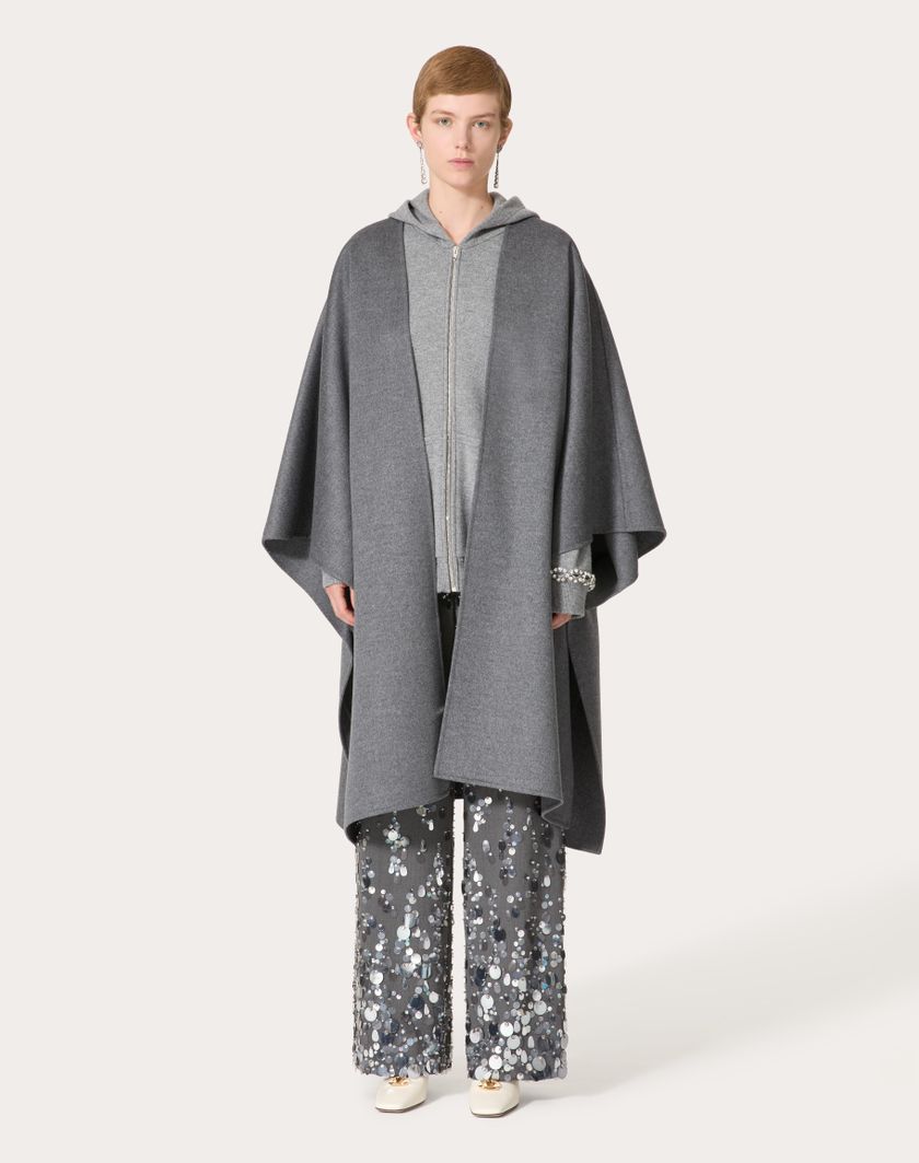 Valentino Handbags Cappa In Compact Drap per Donna in Grigio Scuro | Valentino IT Italia