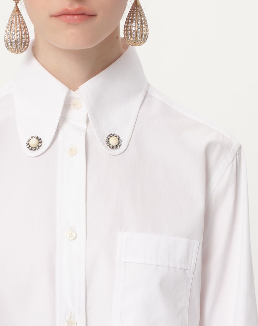 Valentino Handbags Camicia In Cotton Popeline per Donna in Bianco Ottico | Valentino IT In Linea